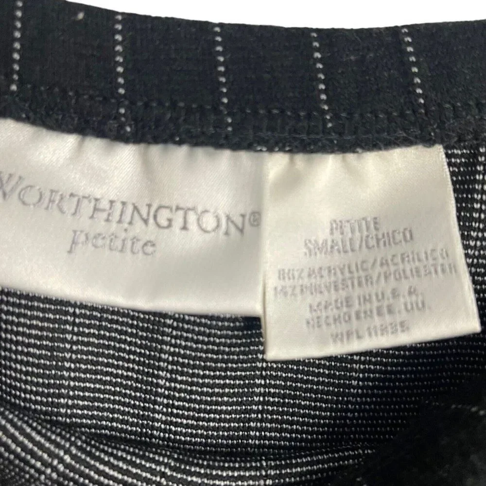 Worthington Women's Black Striped A-Line Skirt Petite Size Small Business Casual
